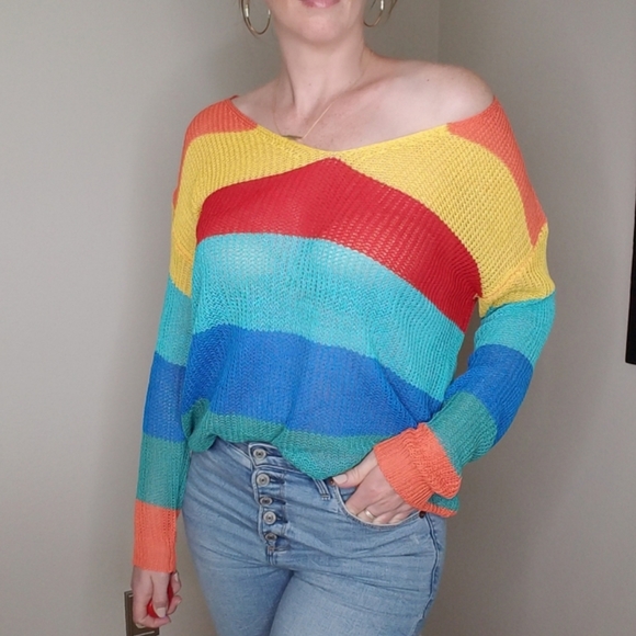 Bold striped sweater with back cutout - Picture 6 of 10